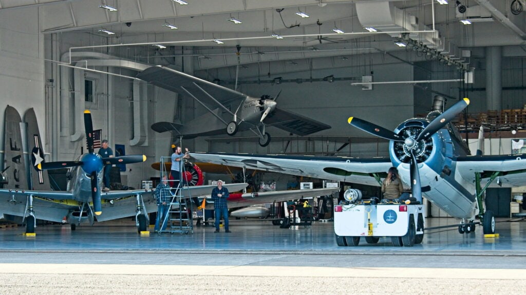 Prepping the warbirds for flight at the Wings Of The North hangar.